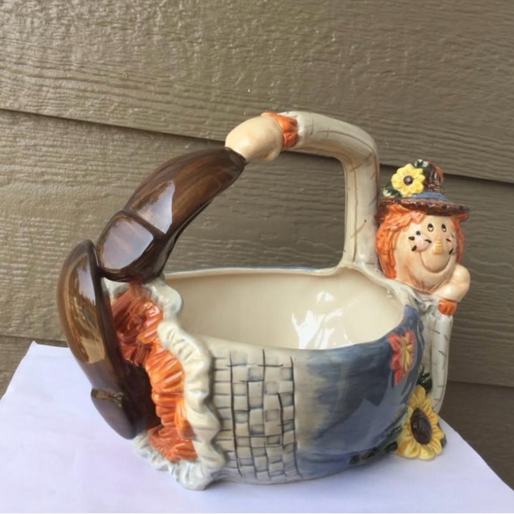 Harvest Ceramic Basket W Handle Fall Decor and Color Autumn